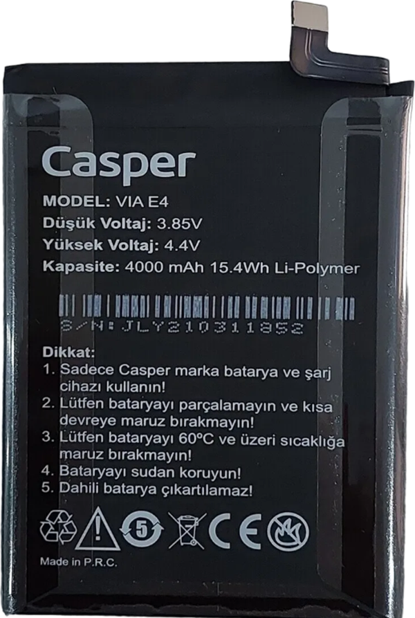 Casper Via E4 Batarya Pil Sıfır Orijinal - Image 1