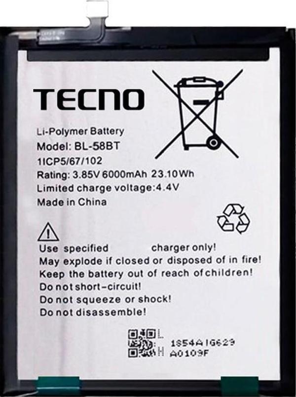 Tecno Pova 3 Batarya Pil Sıfır Orijinal - Image 1