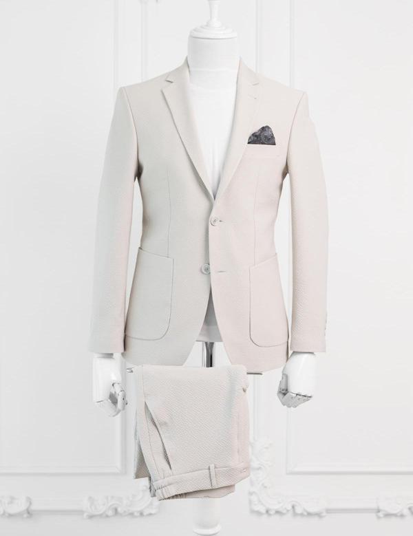 Luigi Diberti Gofre Kumaş Mono Yaka Torba Cepli Çift Yırtmaçlı Slimfit Jogger Takım Elbise - Image 1