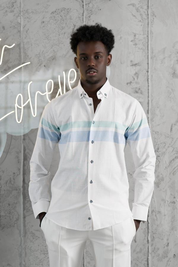 Advante Panolu Yaka Düğmeli Pamuklu Slimfit Yazlık Gömlek - Image 1