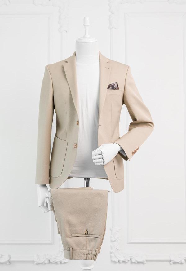 Luigi Diberti Gofre Kumaş Mono Yaka Torba Cepli Çift Yırtmaçlı Slimfit Jogger Takım Elbise - Image 1