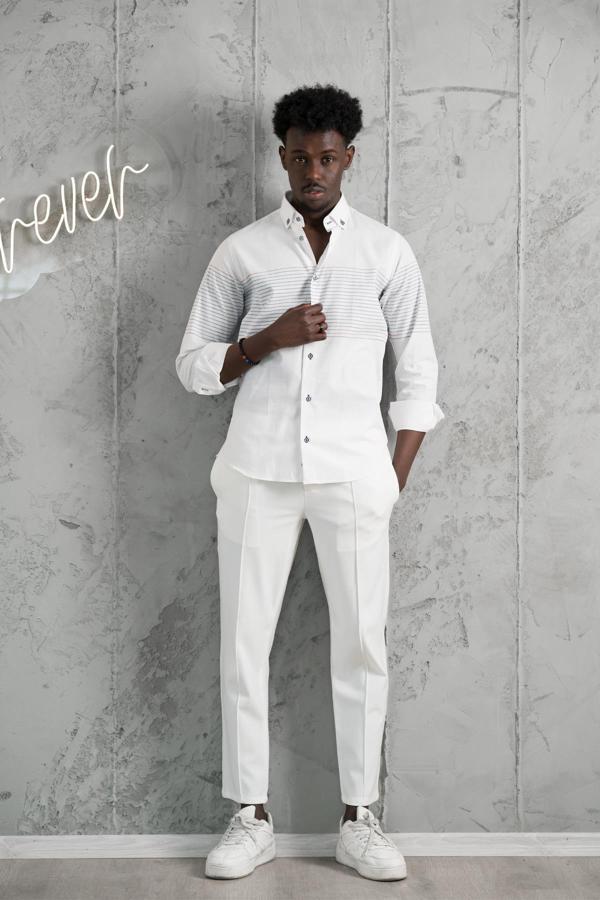 Advante Panolu Yaka Düğmeli Pamuklu Slimfit Yazlık Gömlek - Image 1