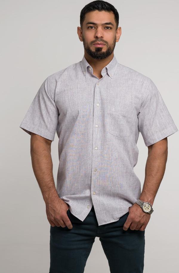 Geniş Ve Rahat (Bol) Kesim Cepli Bitik Kareli Klasik Kısa Kol Erkek Gömlek - Image 1