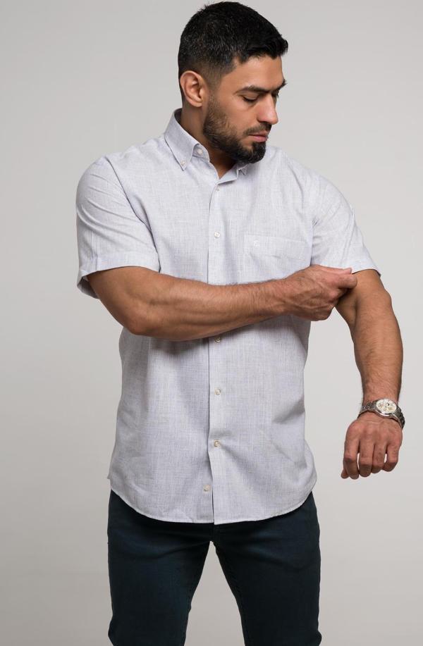 Geniş Ve Rahat (Bol) Kesim Cepli Bitik Kareli Klasik Kısa Kol Erkek Gömlek - Image 1