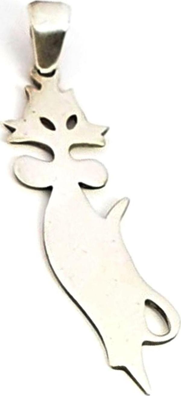 kedi figürlü gümüş kolye ucu  - Image 1