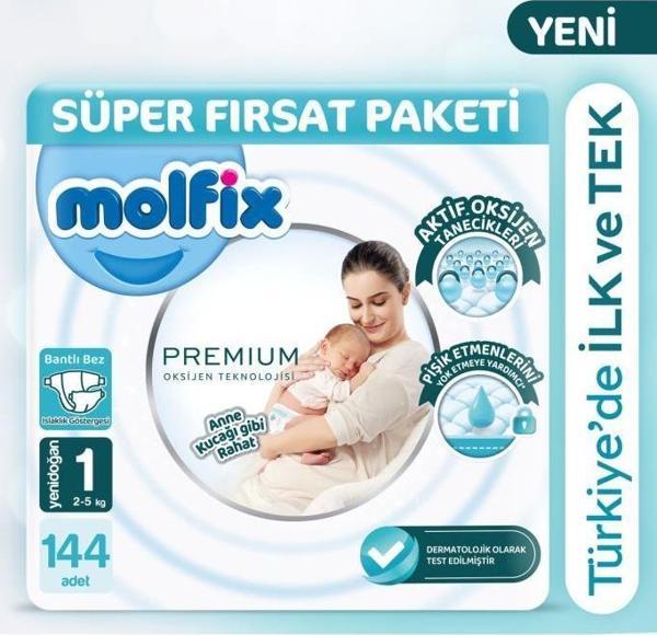 Molfix Premium Süper Fırsat Paketi 1 Beden 144 Adet - Image 1