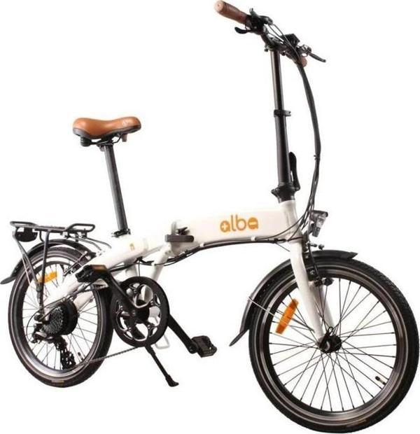 Alba Fold 2 Premium Katlanır Elektrikli Bisiklet LCD Gösterge, 9.6Ah Batarya Beyaz E-Bike - Image 1
