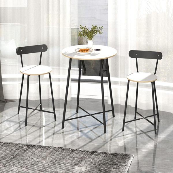 Eportatif Mutfak Oval 2 Kişilik Bar Yemek Masası Beyaz 1516 - Image 1