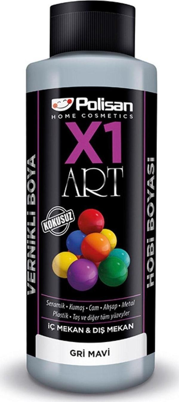 Polisan X1 Art Vernikli Hobi Boyası 120ml Gri Mavi - Image 1