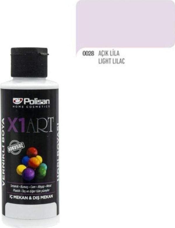 Polisan X1art Vernikli Hobi Boyası 120ml - 0028 Açık Lila - Image 1