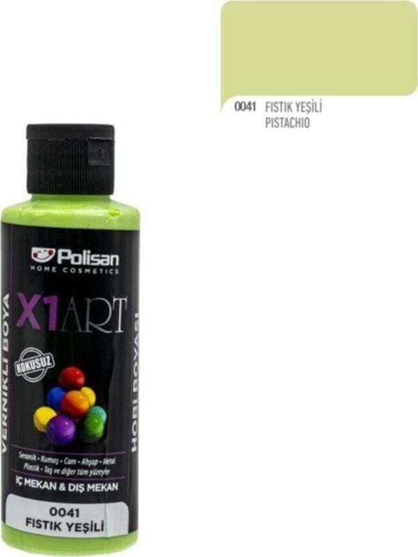 Polisan X1art Vernikli Hobi Boyası 120ml - 0041 Fıstık Yeşili - Image 1