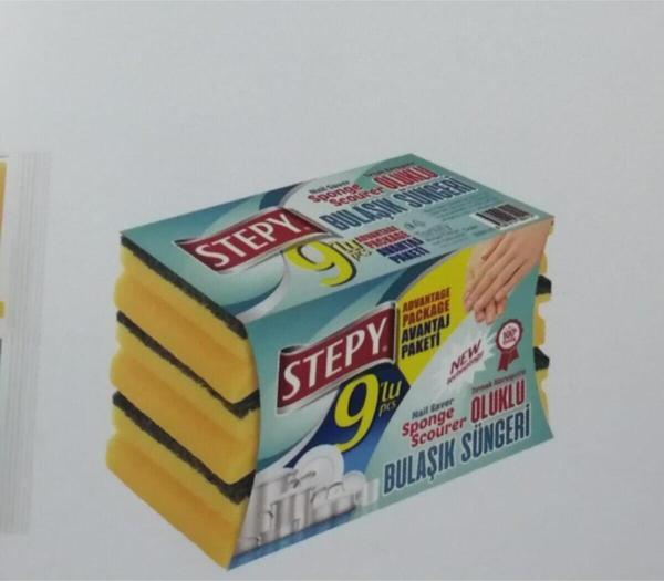 STEPY BULAŞIK SÜNGERİ OLUKLU 9 LU BOX (PREMİUM) - Image 1