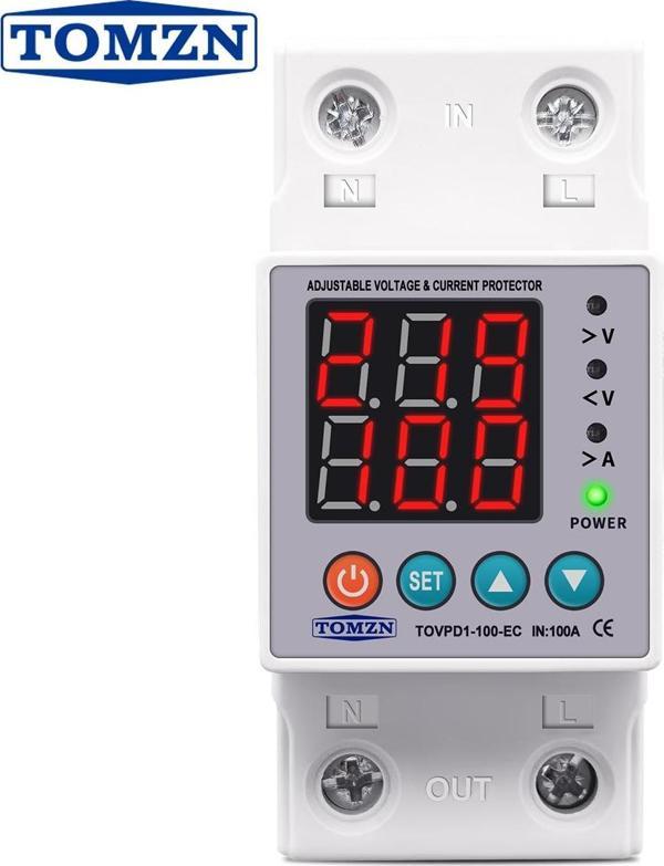 Tomzn Voltaj ve Akım Koruma Rölesi Yüksek Alçak Gerilim Akım Koruyucu 100A Elektrik Bekçisi - Image 1