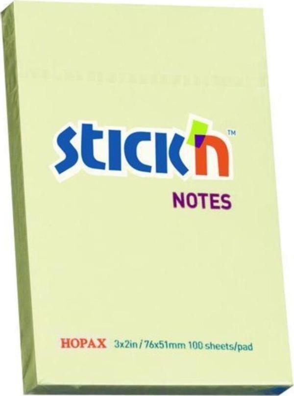 Hopax Stickn 76x51mm Yapışkanlı Not Kağıdı Pastel Sarı 100 Yaprak - Image 1