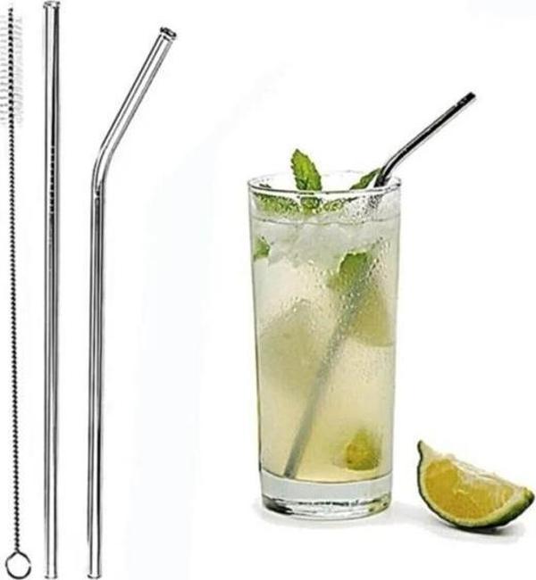 Mithra Life 2 Li Metal Paslanmaz Çelik Pipet ve Temizleme Fırçası MIT1116 - Image 1