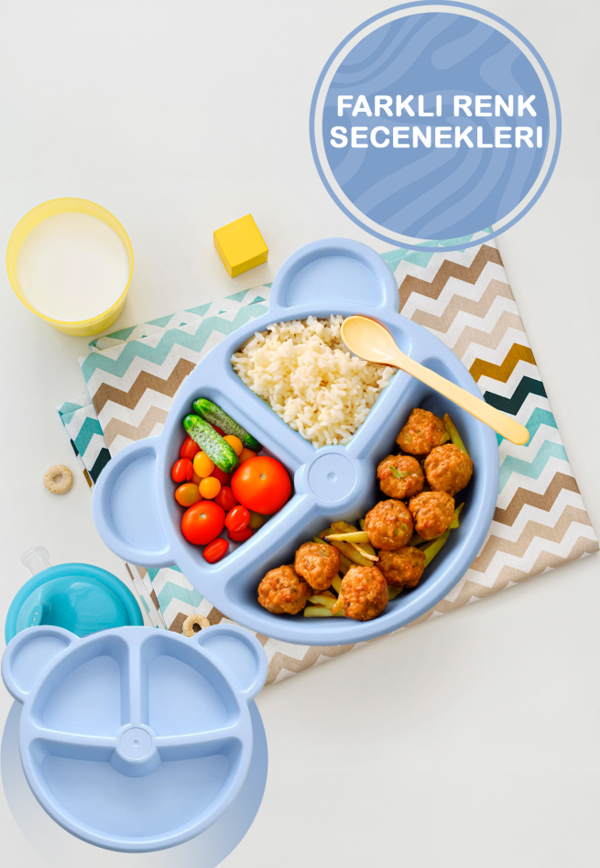 Mithra Life 3 Bölmeli Mavi Bebek Çocuk Yemek Mama Tabağı MIT1115 - Image 1