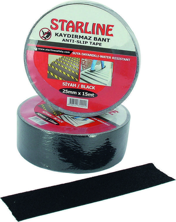 STARLINE KAYDIRMAZ BANT SİYAH-SARI 50 mm x 15 Metre Suya Dayanıkl - Image 1