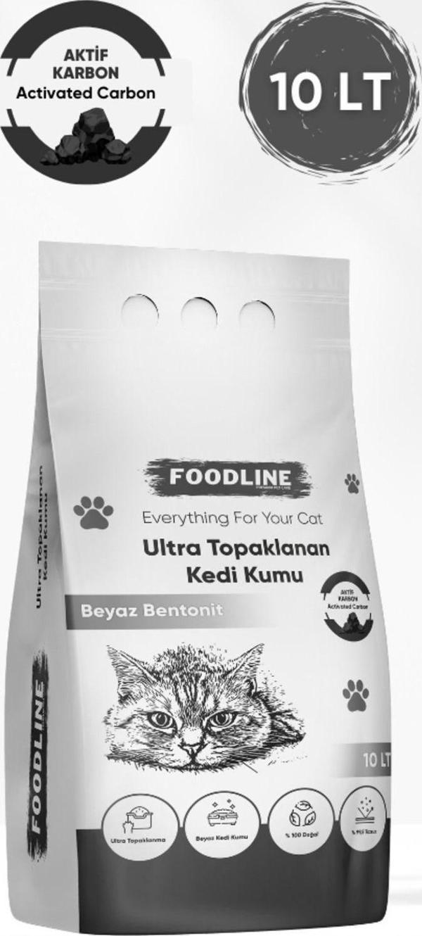 Foodline Aktif Karbonlu İnce Taneli Bentonit Topaklanan Kedi Kumu 10 Lt - Image 1