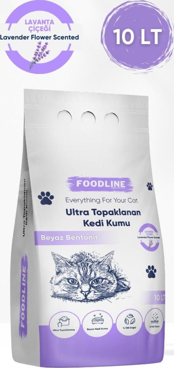 Foodline Lavanta Kokulu İnce Taneli Bentonit Topaklanan Kedi Kumu 10 Lt - Image 1