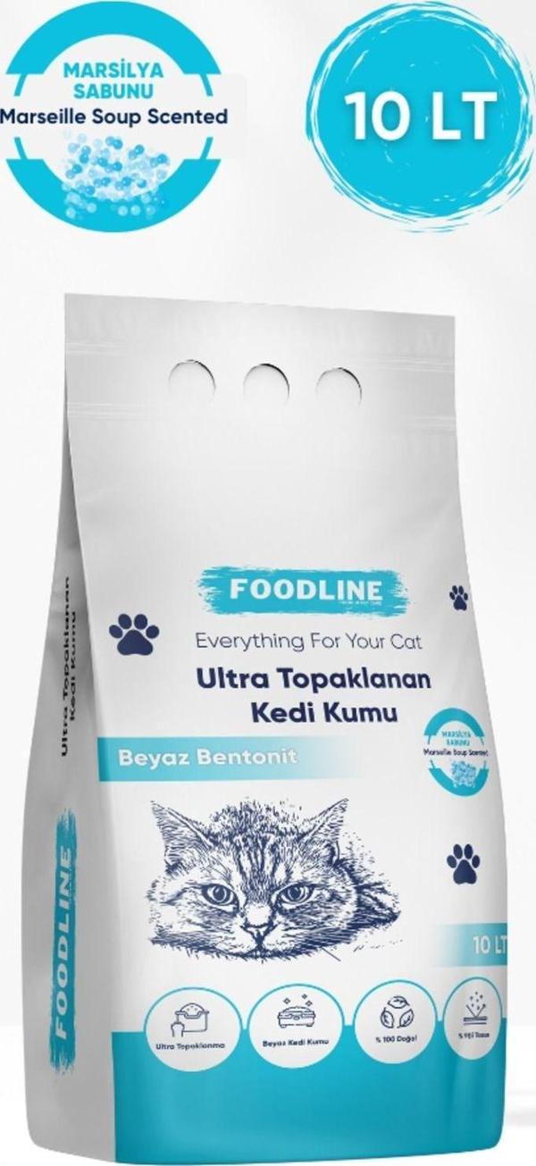 Foodline Marsilya Sabunu Kokulu İnce Taneli Bentonit Topaklanan Kedi Kumu 10 Lt - Image 1