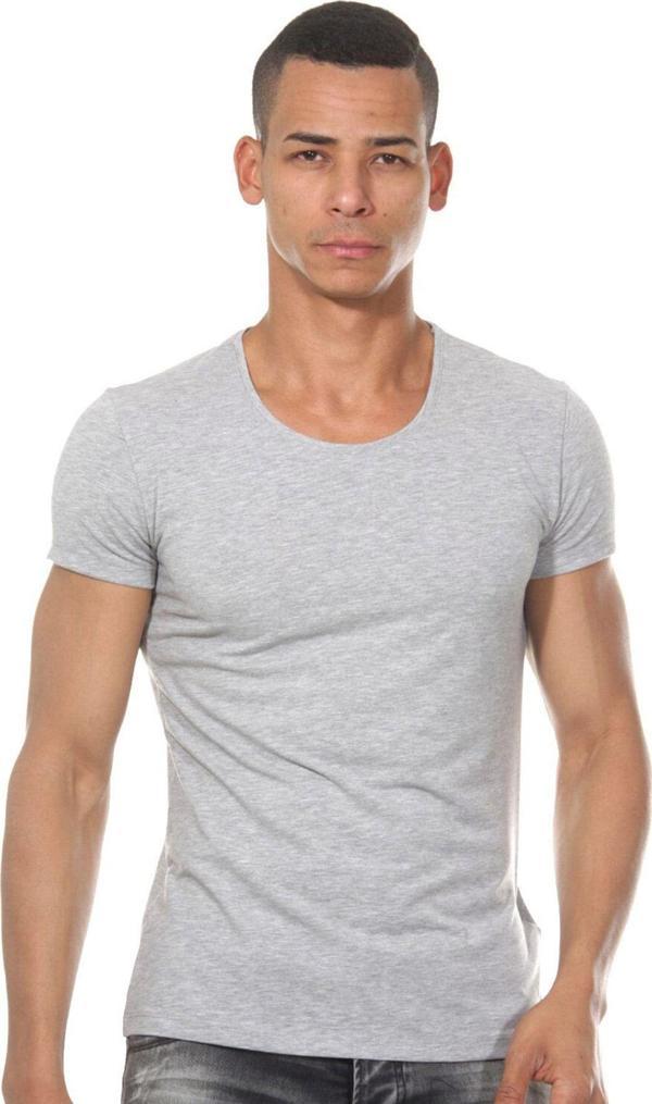 Darkzone Erkek Gri Bisiklet Yaka Basic Kısa Kollu T-Shirt S - Image 1