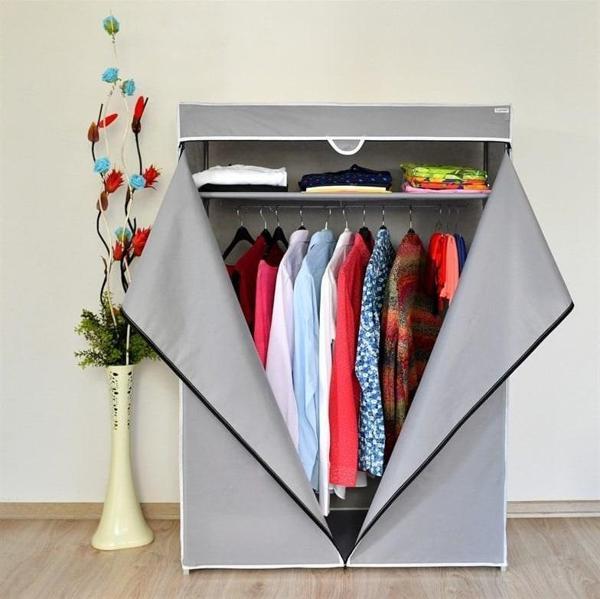 Prado Basic Çelik Profilli Bez Dolap - Gri - Image 1