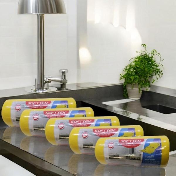 Technow Softtex 15 Kesimli Sarı Kopar Kullan Rulo Temizlik Bezi 27x30 Cm 5 Adet  - Image 1
