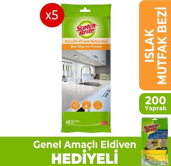 Scotch-Brite Kullan At Islak Mutfak Bezi 200 Yaprak + Eldiven Hediyeli - Image 1