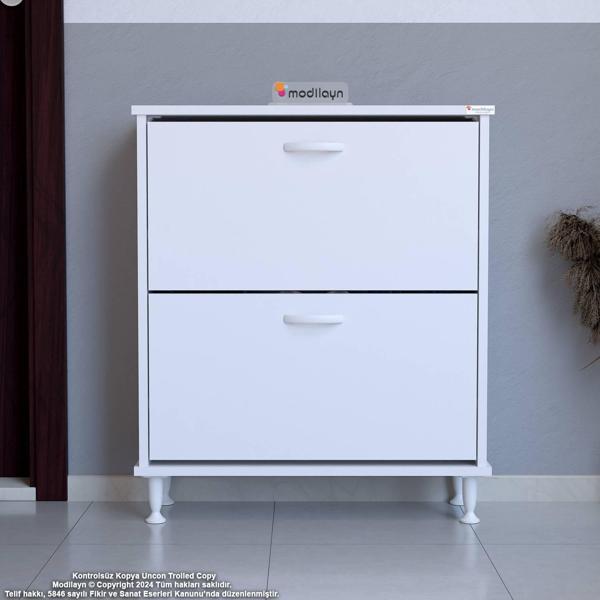Modilayn UMAY Kapı Önü 72 x 86 x 25,5 cm’lik 2 Düşer Kapak 4 Göz Bölmeli Ayakkabılık - Image 1