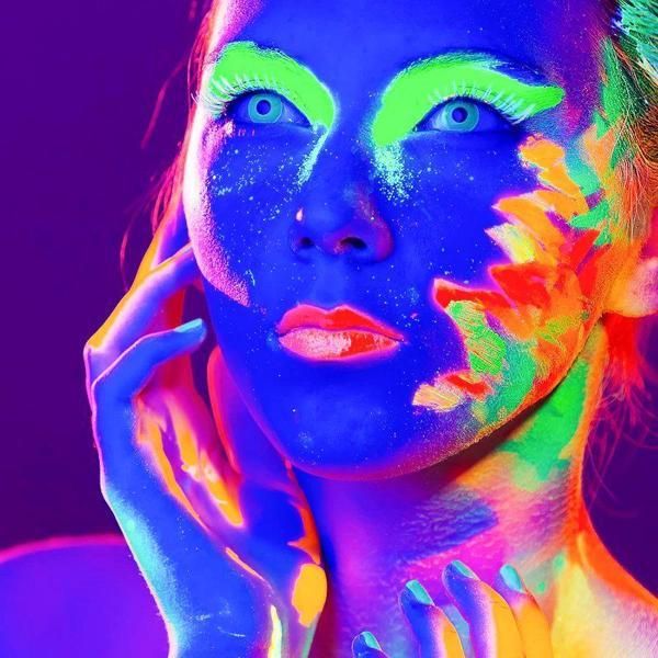 VIP GLOW IN THE DARK UNDER UV LİGHT 6 ADET GLOW NEON FOSFOR BOYA UV MOR IŞIKTA PARLAYAN VÜCUT BOYASI - Image 1