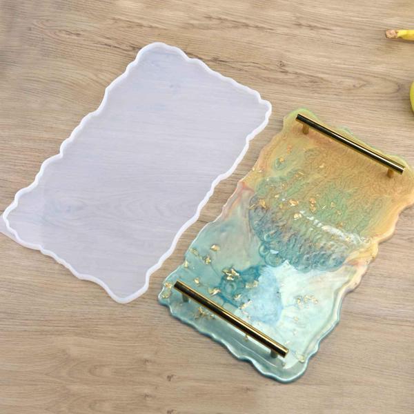 Epoksi Silikon Dalgalı Tepsi  Kalıbı Dikdörtgen  Küçük Boy 17X31  CM - Image 1