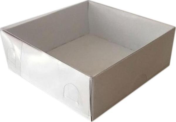 Asetat Kapaklı Karton Kutu Düz Renk 9X9X3 CM (50 Adet)  Beyaz - Image 1