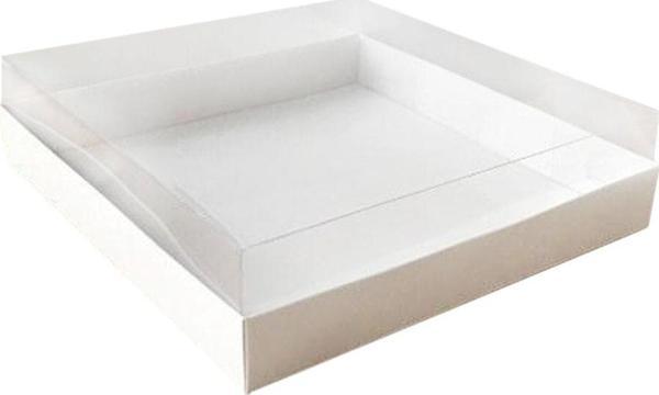 Asetat Kapaklı Karton Kutu Havlu Kutusu 20X20X5  CM (10 Adet)  Beyaz - Image 1