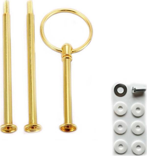 Epoksi 3 Katlı Meyve Ve Cupcake Stant Bağlantı Aparatı Stant Tutucu Yuvarlak Halkalı   Gold - Image 1