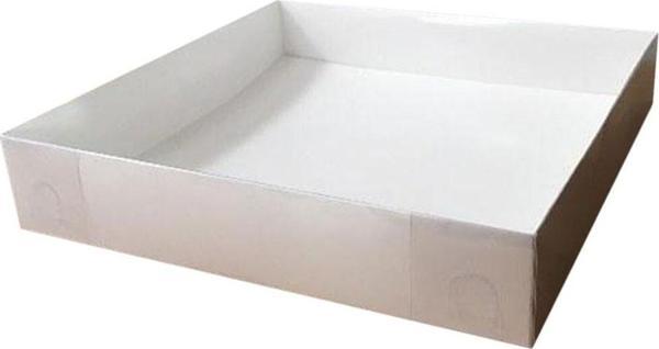 Asetat Kapaklı Karton Kutu Havlu Kutusu 25X25X5 CM (10 Adet)  Beyaz - Image 1