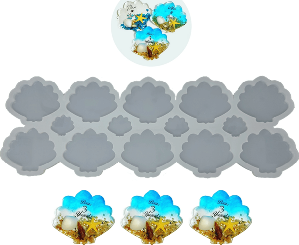Epoksi Silikon Kalıp İstiridye Deniz Kabuğu Bardak Altı Ve Magnet Kalıbı 6.5 CM 10 Lu - Image 1