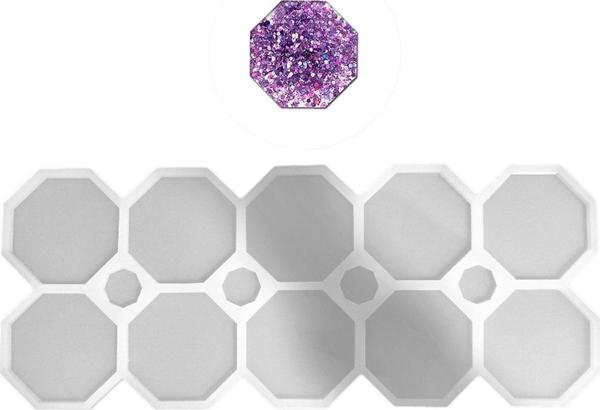 Epoksi Silikon Kalıp Sekizgen Bardak Altı Ve Magnet Kalıbı 6.8 CM 10 Lu - Image 1