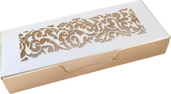 Karton Kutu Lazer Kesim  6.5X16X2.5 (25 Adet)  Beyaz - Image 1
