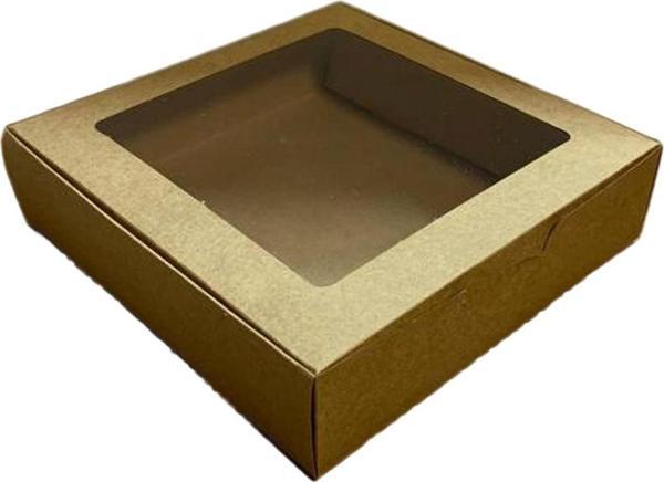 Karton Kutu Pencereli  Havlu Kutusu 20X20X5 (10 Adet)  Kraft - Image 1