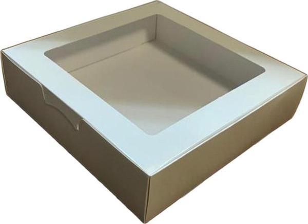 Karton Kutu Pencereli  Havlu Kutusu 25X25X5 (10 Adet)  Beyaz - Image 1