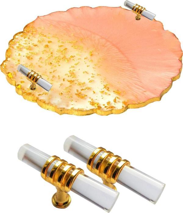 Epoksi Tepsi Kulpu Cam Kulp T Model (2 Adet)  Gold - Image 1