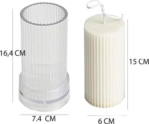 Poli Karbon Sert Plastik  Mum Kalıbı Dik Çizgili 16,4X7,4 CM - Image 1