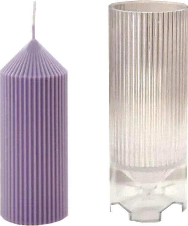 Poli Karbon Sert Plastik  Mum Kalıbı Dik İnce Çizgili 14.7X5.4 CM - Image 1
