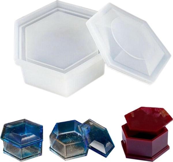 Silikon Reçine Altıgen Mücevher Saklama Kutusu Kalıp  8 CM - Image 1