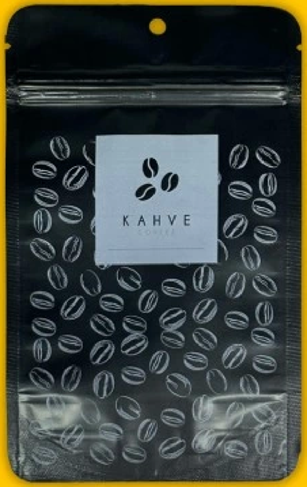KAHVE BASKILI MAT SİYAH ALÜMİNYUM DOYPACK 11X18 100 GRAM - Image 1