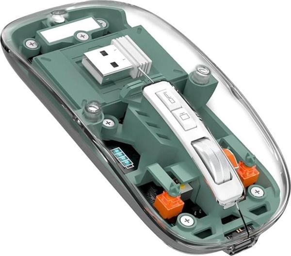 Aggıy Sessiz Kablosuz Mouse, 2.4Ghz+Bluetooth 5.0 Şarj Edilebilir Mouse, 2400 Dpi Şeffaf Gaming Mouse - Image 1