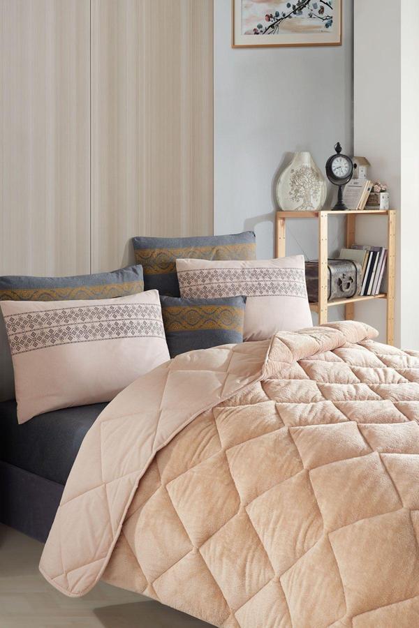 Uykulin Çift Kişilik Wellsoft Uyku Seti Çift Taraflı Lastikli Çarşaflı 4 Yastık Kılıflı 6 Parça Set kahve - Image 1