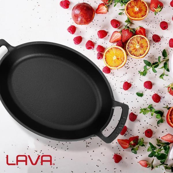 Lava Döküm Oval Sahan Döküm Demir Yekpare Çift Kulplu Ölçü 23x17cm - Image 1