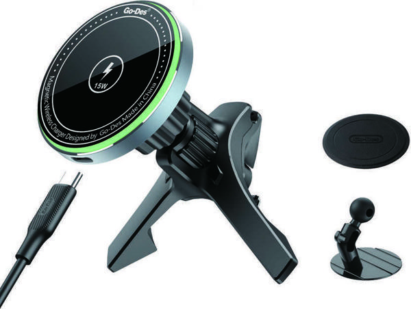 Go-Des GD-WL289 Magnetik Wireless Kablosuz Şarjlı 2 in 1 Araç İçi Telefon Tutucu - Image 1