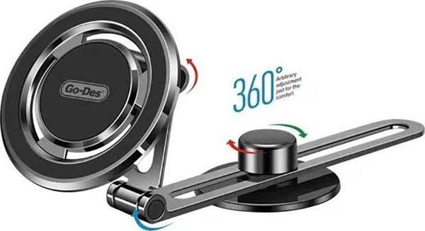 Go-Des Araba Araç İçi Telefon Tutucu GD-HD912 Magnetik Dönebilen Torpido Üstü Düz Zemin Tasarım - Image 1